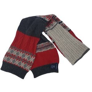 Vintage Gap 100% Lambswool Red Gray Scarf 73” X 8” Winter Holiday